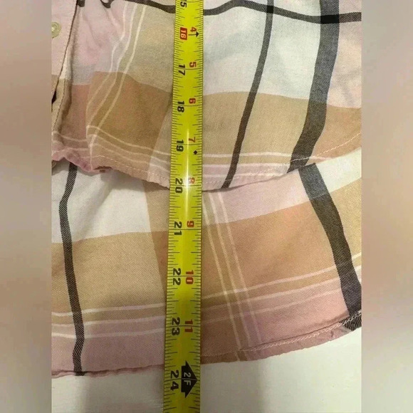 Loft button down women’s blouse pink plaid The Softened Shirt size XS - Picture 8 of 9